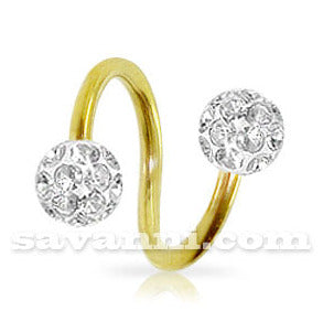 1.6mm Guldfärgad Spiral med Crystal Kulor 6mm