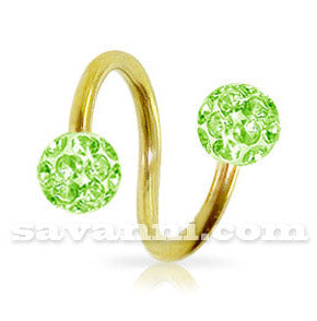 1.6mm Guldfärgad Spiral med Crystal Kulor 6mm