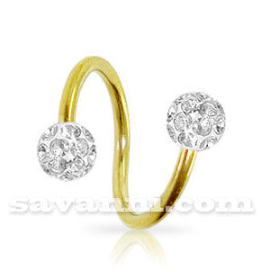 1.2mm Guldfärgad Spiral med Crystal Kulor 4mm