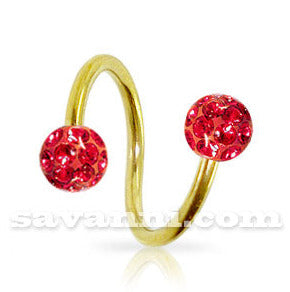 1.2mm Guldfärgad Spiral med Crystal Kulor 4mm