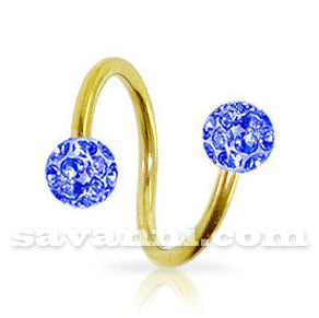 1.2mm Guldfärgad Spiral med Crystal Kulor 4mm