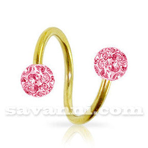 1.2mm Guldfärgad Spiral med Crystal Kulor 4mm