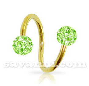 1.2mm Guldfärgad Spiral med Crystal Kulor 4mm