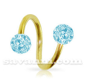 1.6mm Guldfärgad Spiral med Crystal Kulor 5mm