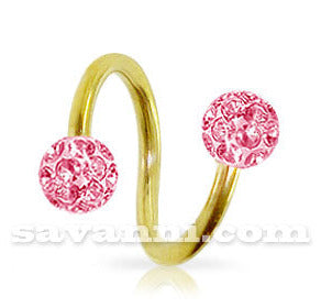 1.6mm Guldfärgad Spiral med Crystal Kulor 5mm