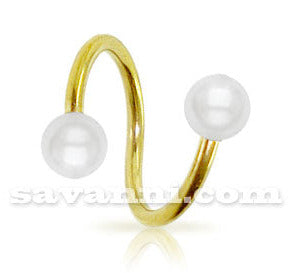1.2mm Guldfärgad Spiral med Pärlor
