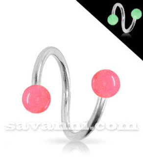 1.2mm Spiral med Kulor som Lyser i Mörkret 3mm