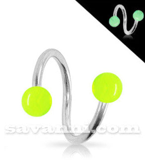 1.2mm Spiral med Kulor som Lyser i Mörkret 4mm