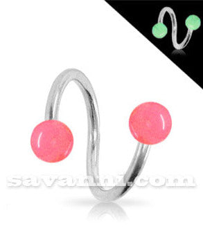 1.2mm Spiral med Kulor som Lyser i Mörkret 4mm