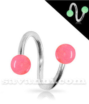 1.6mm Spiral med Kulor som Lyser i Mörkret 5mm