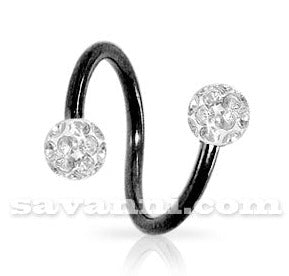 1.2mm Svart Spiral med Crystal Kulor 3mm