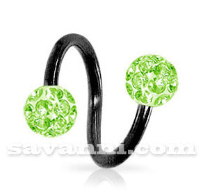 1.6mm Svart Spiral med Crystal Kulor 6mm