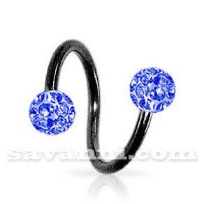 1.2mm Svart Spiral med Crystal Kulor 4mm