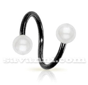 1.2mm Svart Spiral med Pärlor