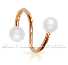 1.2mm Rose Gold Spiral med Pärlor