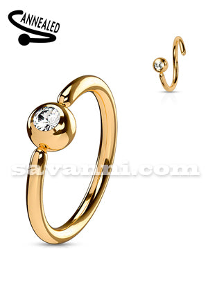 1.2mm Rose Gold Piercingring Fast Kula & Sned Strass