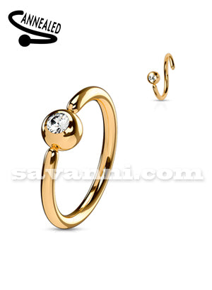 0.8mm Rose Gold Tunn Piercingring Fast Kula & Sned Strass