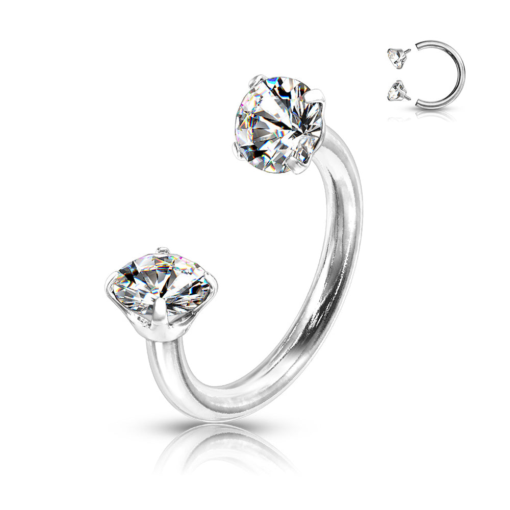  1.2mm Kirurgiskt Stål Hästskobarbell Zircon