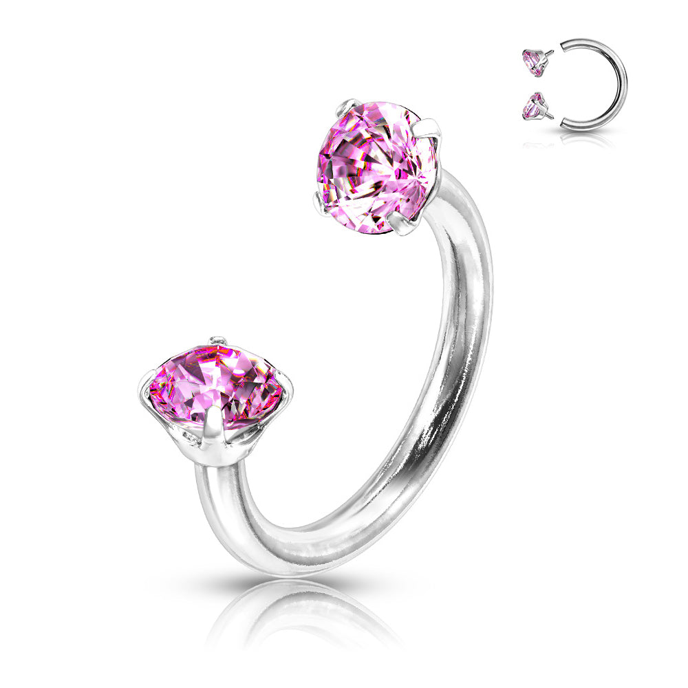  1.2mm Kirurgiskt Stål Hästskobarbell Zircon