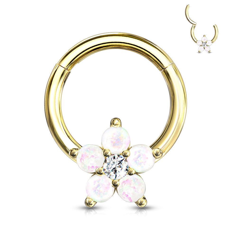 Clicker-rengas Opal Flower