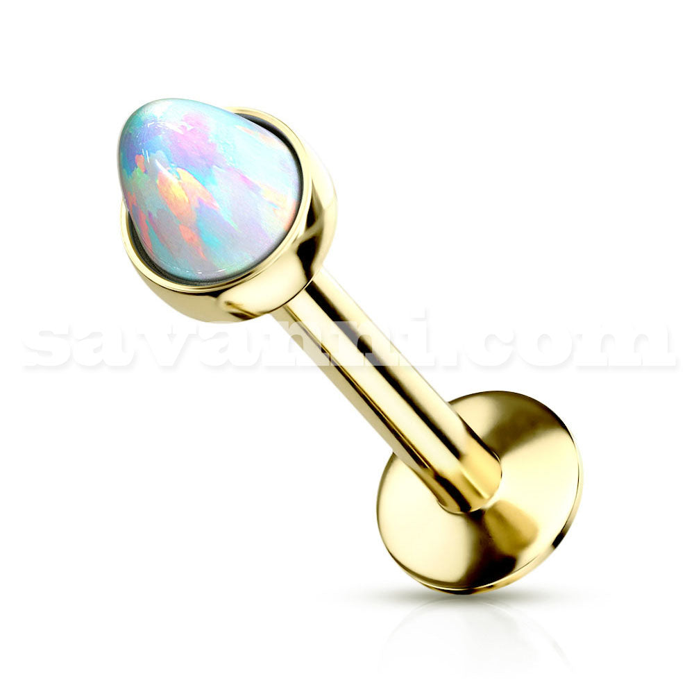 1.2mm Labret Gold Opal White Spike