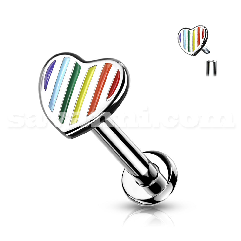 1.2mm Labret Pride Hjärta