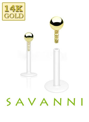 1.2mm Bioflex Labret 14K Guldkula