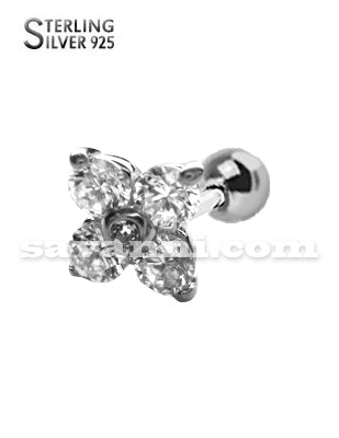 Helix-smycke / Tragus-smycke Silverblomma Zircon Blossom