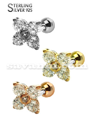 Helix-smycke / Tragus-smycke Silverblomma Zircon Blossom