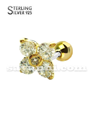Helix-smycke / Tragus-smycke Silverblomma Zircon Blossom