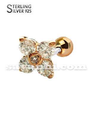 Helix-smycke / Tragus-smycke Silverblomma Zircon Blossom