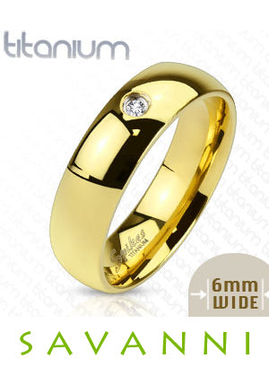 6mm Guldfärgad Titan Ring Zircon